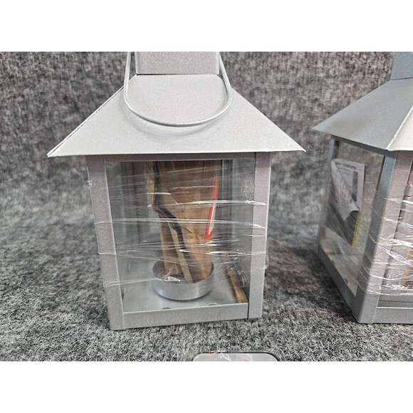 Luminara Set Of 2 Gray Mini Lanterns With Remote & Flameless Candles #2 - Picture 3 of 6